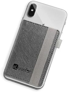 Stick-On Phone Wallet for Back of iPhone or Android Case | 6 Sleeve Credit Card Holder - Pocket for Cards, Money & ID - Built-in Stand - Waterproof Material - Travel, Work & Life-Proof - DimGrey