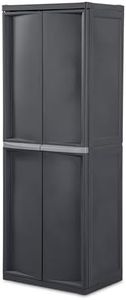 Sterilite Adjustable 4-Shelf Gray Storage Cabinet with Doors, 2 Pack | 01423V01
