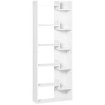 HOMCOM 6-Tier Tall Bookshelf, Modern Bookcase, Floor Standing Shelving, Display Rack for Living Room, Home Office, White