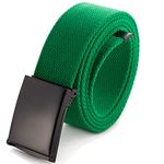 Cut To Fit Canvas Web Belt Size Up to 52inch with Flip-Top Solid Black Military Buckle (Green)(Size: Cut to One size)