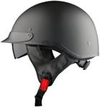 1Storm Motorcycle Half Face Helmet Mopeds Scooter Pilot with Retractable Inner Smoked Visor, Matt Black