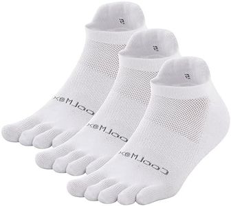 OrrinSports Toe Socks for Men Women Coolmax Cushioned Five Finger Socks 3 Pairs Athletic Breathable Running Socks, White-ankle-3 Pairs