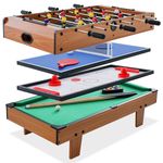 Goplus 4 in 1 Multi Game Table, Combination Game Table Set with Pool Billiards, Air Hockey, Foosball, Table Tennis, Stackable Combo Tabletops for Home, Play Room, Party Family Night