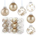 Kesote 24pcs Christmas Baubles Xmas Tree Hanging Decoration Shatterproof Christmas Tree Ornament Shiny Patterns Christmas Ball Decorations 2.36’’ - Rose Gold