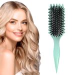 Curl Defining Brush, Slick Back Hair Brush, Curly Hair Brush, Boar Bristle Hair Brush, Hair Brush for Women, Curl Comb Blowout Teasing Brush for Hair Care, Curl Brush (green)