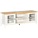 HOMCOM Modern TV Stand for TVs up to 60 inches, Wood TV Console Table with Storage Doors, Entertainment Center for Living Room, Bedroom, Office, White and Oak