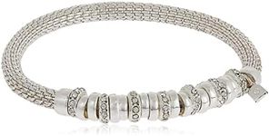 Nine West Women's Silvertone and Crystal Bracelet Rondel Stretch, One Size, Rhinestone Silver