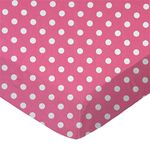 SheetWorld Fitted Crib Toddler Sheet - Polka Dots Pink - 28 inches x 52 inches (71.1 cm x 132.1 cm) - Made in USA