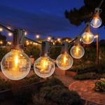 Romwish Outdoor String Lights, 60 Feet G40 Globe LEDs Patio Lights with 20 Edison Shatterproof Bulbs (2 Spare), Waterproof Connectable Hanging Light for Backyard Porch Balcony Party Decor, E12 Base