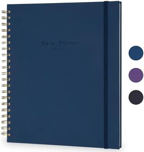 AuroPlanner Undated Daily Planner Notebook Hardcover Spiral Bound, Hourly Schedule, 2024/2025 Holiday/Calendar, 200 Pages, To Do List, Habit Tracker, 8.5" x 11" Letter Size Perforated Sheets Navy Blue