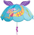 Kidorable Blue Mermaid Umbrella for Girls with Fun Seahorse Handle and Pop-Up Tail