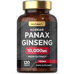 Panax Ginseng High Strength 10000mg | 120 Tablets | Korean Panax Ginseng from Extract | Suitable for Vegetarians and Vegans | by Horbaach