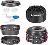 KingCamp 7/9/18Pcs Camping Cookware Mess Kit Camping Cooking Set Non-Stick Hard-Anodized Aluminum Camping Gear Camping Pots and Pans Set with Tableware for Outdoor Backpacking Hiking Picnic Backyard