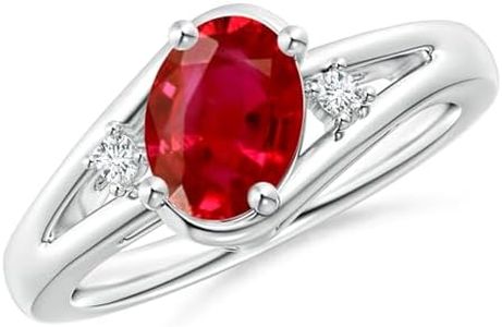 Angara Prong-Set Ruby and Diamond Split Shank Engagement Ring