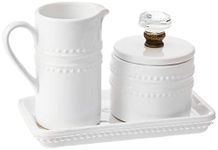 Mud Pie Farmhouse Inspired Vintage Doorknob Cream and Sugar Set, One Size, White