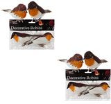 4 x Robins Decoration Wire Christmas Model Artificial Birds Feather Tree Craft.