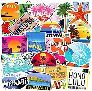 50 Pcs Hawaii Stickers Beach Vacation Decals for Water Bottle Hydro Flask Laptop Luggage Car Bike Bicycle Helmet Vinyl Waterproof Aloha Stickers Pack