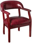 Boss Office Products Boss Office Captain's Guest, Accent Or Dining Chair in Burgundy Vinyl, WoodVinyl, Burg/Mahog, Without Casters