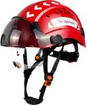 SAFEBUILDER Safety Helmet Hard Hat with Visor Clear & Tinted Adjustable Vented ABS Work Helmet 6-Point Suspension ANSI Z89.1 Approved for Industrial (Red Hat with Clear & Tinted Visor)