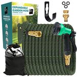 Supply Cube 50FT Expandable Garden Hose - Flexible Garden Hose with 8 Spray Modes - Anti-Leak Retractable Hose Pipe with 3/4 in. Brass Connector - Multi-Purpose Expanding Hose Pipe - Black & Green