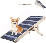 Dog Ramp, Folding Portable Pet Ramp for Dogs and Cats, 43.3" Long High Traction Dog Ramps for Car Bed Couch, 5 Adjustable Height from 15.35” to 23.23”, Rated for 132 lbs