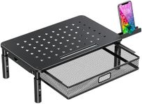 Zimilar Monitor Stand Riser with Metal Mesh Drawer, Height Adjustable Monitor Riser with Phone Holder for Computer, Laptop, Printer, Notebook, Premium Metal Computer Monitor Stand with Storage