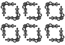 Adonai Hardware Gozan Decorative Heavy Duty Antique Cast Iron Dummy Corner Door Strap False or Faux or Dummy Front Hinges L-Brackets (Black Powder Coated) for Barn Wood Doors, Gates, Box, Trunks