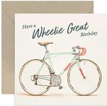 Old English Co. Birthday Card for Men and Women - 'Wheelie Great Birthday' Cyclist Card - Road Bike Cycling Card for Him or Her - Fun Sport Birthday Card | Blank Inside with Envelope