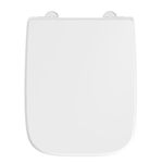 AQUALONA® Square Duroplast Toilet Seat – Soft Close - Ceramic Appearance - One Button Hinge Release for Quick Cleaning, Easy Install (White - Square Shaped)