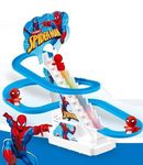 Brand Conquer Spidy Slide Toy Set, Funny Automatic Stair-Climbing Spidy Cartoon Race Track Set Little Lovely Spidy Slide Toy Escalator Toy with Lights and Music (Spidy Track Set)