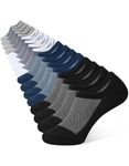 CLOSEMATE 8 Pairs Mens No Show Socks Low Cut Invisible Cotton Casual Trainer Socks with Non-Slip Grip (2Black2White2Grey2DeepBlue, 9-12)