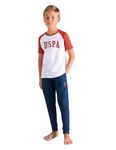 U.S. POLO ASSN. Boy's Letter Print Regular Fit T-Shirt (LKE01-PL_White-Brick Red