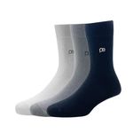 Peter England Mens Cotton Full Length Socks (Pack of 3) White, Light Grey, Black