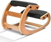 Easyego Kneeling Chair Ergonomic Posture Chair, Wood Adjustable Rocking Knee with Soft Padding, Natural Relief for Neck or Back Pain for Home Office, Max Load 300 lb - Black