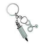 RainSound Metal Stethoscope Injection Syringe Medical tool Keychain Gift for medical student doctor