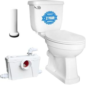 Macerating Toilet With Macerator Pump for Basement Upflush System, Included Water Tank, Elongated Toilet Bowl and Seat, Extension Pipe For Hide into the Wall, Household Residential Two-Piece Toilet