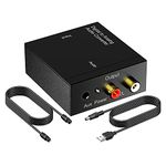 YOUDEJAVU Digital to Analog Audio Converter,Digital SPDIF Optical (Toslink) to Analog L/R RCA & 3.5mm Jack DAC Converter,with Optical Cable &Power Adapter, for HDTV DVD Headphone