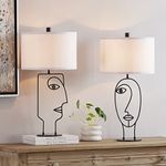 WOXXX Table Lamps for Living Room Set of 2 Industrial Farmhouse Table Lamp with White Shade Modern Black Table Lamps for Bedroom Office Kids Room Home Nightstand Lamps Bedside Lamp Desk Lamp (2 Pack)