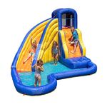 Sportspower Big Wave 2 Inflatable Outdoor Water Slide with Splash Pool and Climbing Wall with Blower