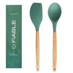 FiABLE Premium Silicone Spatula Set of 2 for Non Stick pan, Spatula Set of Cooking - Heat Resistant, FDA Certified - Hybrid Combo of 2 Green