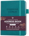 Legend Planner Address Book with Alphabetical Tabs – Mini Telephone Contacts Book for Phone Numbers, Addresses, Passwords, Small (Dark Teal)