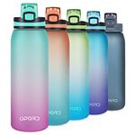 Opard Sports Water Bottle, 900ml BPA Free Non-Toxic Tritan Plastic Drinking Bottle with Leak Proof Flip Top Lid for Gym Yoga Fitness Camping