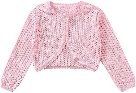Yealoo Bolero Coprispalle Ragazze Bambina Schema dei Fori Cotone Bambine Cardigan Maniche Lunghe