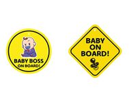 BABBY NEST Baby on Board (Baby Boss, Nipple ) Weatherproof Car Decal - Adorable Design for Maximum Attention - Enhance Road Visibility and Safety - Easy Application and Residue-Free Removal - 7x7 Inch Size (pk of 2)