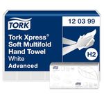 Tork Xpress Large Multifold Hand Towels White H2, Advanced, 2-ply, Absorbent, 21 x 136 Sheets, 120399