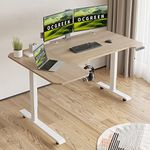 OCGREEN Large Electric Height Adjustable Computer L-Shaped Desk with Memory Controller Corner Standing Desk Modern Workstation with Splice Board Ergonomic Desk (Light Oak, 59''L shape)