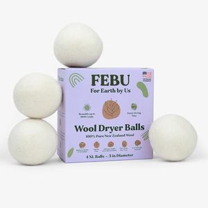 FEBU Wool Dryer Balls, 4-Pack, XL | 100% New Zealand Wool | Natural, Reusable Fabric Softener | Alternative to Dryer Sheets | Reduces Wrinkles, Shortens Drying Time, Zero Waste