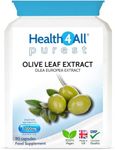 Health4All Olive Leaf Extract 90 Capsules. 20% Oleuropein, Purest, No Additives, Vegan, Non-GMO, Gluten Free Antioxidant Supplement for Immune Support, Blood Pressure and Cholesterol Support