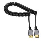 CY HDMI 2.0 Male to HDMI Male 4K 60hz Stretch Coiled Cable Straight Connector for HDTV Computer Laptop Monitor