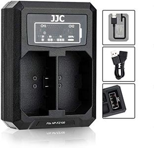 JJC NP-FZ100 Battery Charger USB Dual Slots for Sony A9 III A7CR A7CII ZV-E1 A6700 A6600 A9II A7III A7R5 A7R V A7RIV A7RIII / A7M3 A7RM4 A7RM3, as Sony BC-QZ1 BCQZ1 Travel Charger, 40cm Cable